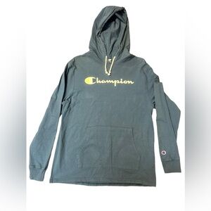 Champion Mens Teal Green Mid-weight Tshirt Hoodie Large